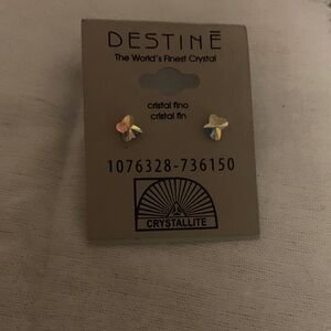 Crystal Butterfly Earrings - Gold